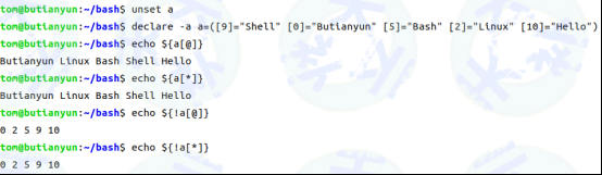 Linux_Bash_Shell_索引数组和关联数组及稀疏数组
