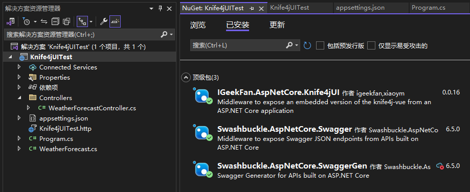 .net core8 knife4 web api文档