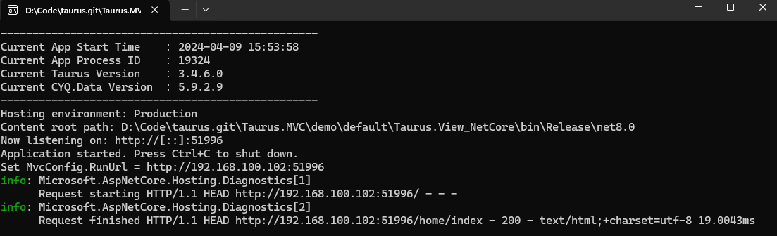 Taurus.MVC 性能压力测试（ap 压测 和 linux 下wrk 压测）：.NET Core 版本